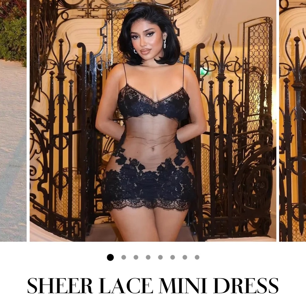 Black Sheer Lace Mini Dress